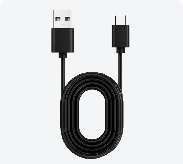 Cable de carga USB negro incluido con el inflador Inbogo