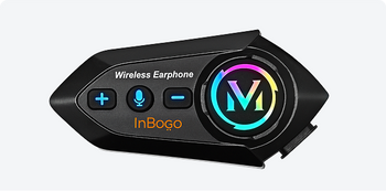 Image Intercomunicador inalámbrico Inbogo con conexión Bluetooth, luces LED y control de volumen