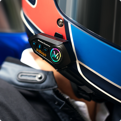 Intercomunicador Bluetooth Inbogo instalado en casco de motocicleta